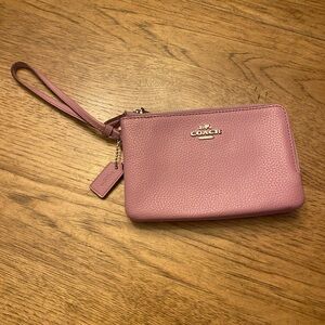 Coach Rose Leather Wristlet